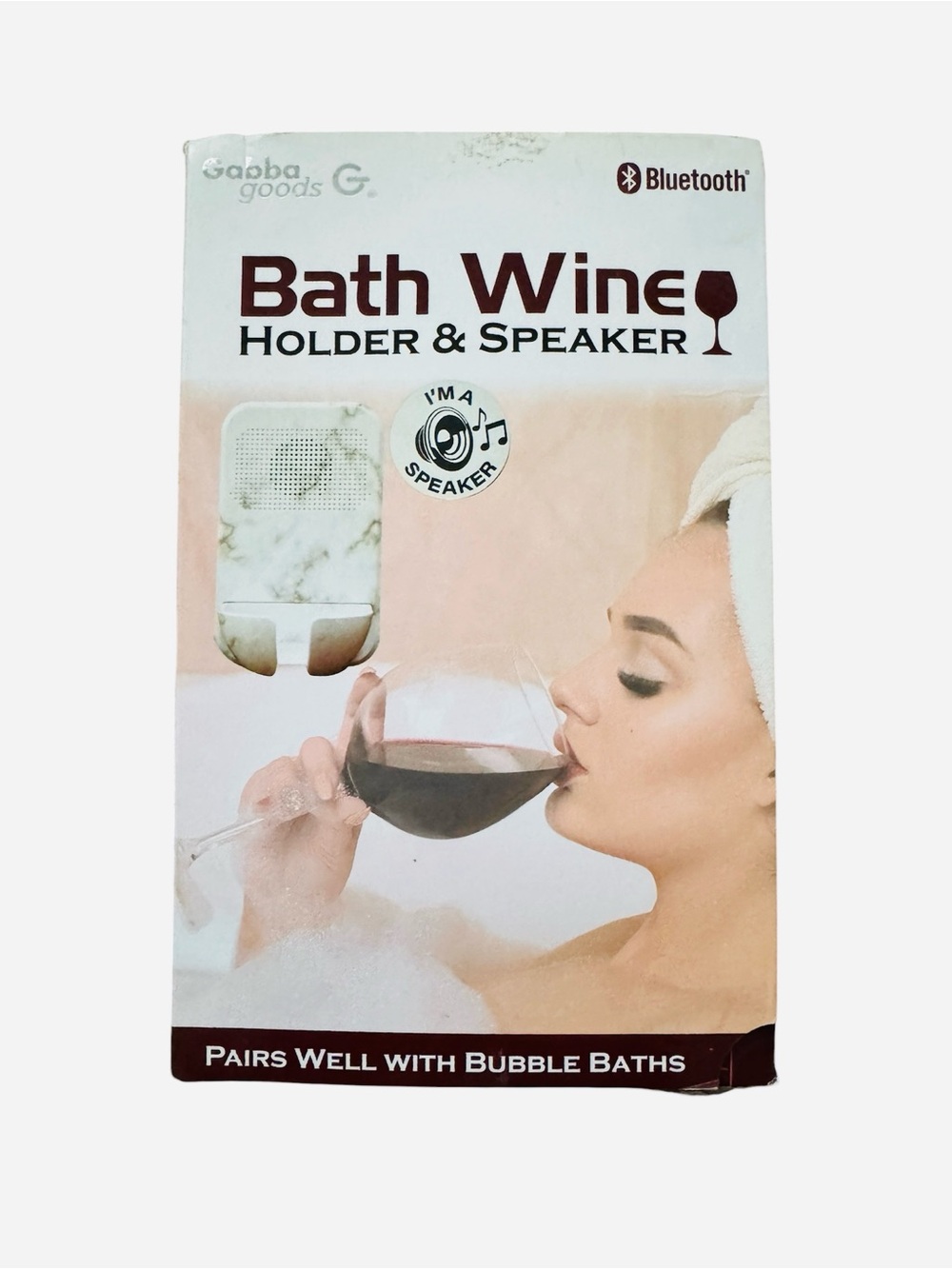 Gabba Goods Bath Wine Holder & Bluetooth Speaker - White Marble